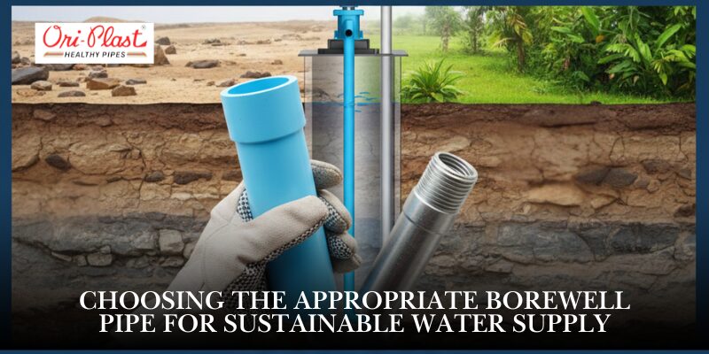 A comparison of different types of borewell pipes being installed in a cross-section of soil for sustainable water supply.