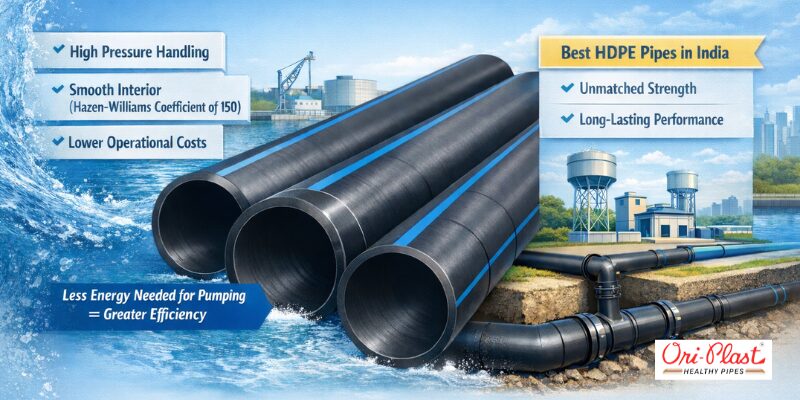 This technical showcase highlights the smooth interior (Hazen-Williams Coefficient of 150) of Ori-Plast HDPE pipes, which reduces pumping energy and operational costs while offering unmatched strength for high-pressure handling.