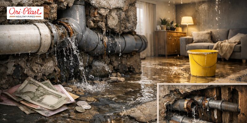 Severe household seepage and high utility bill losses caused by substandard plumbing joints, highlighting the need for the best SWR pipe brand in India.