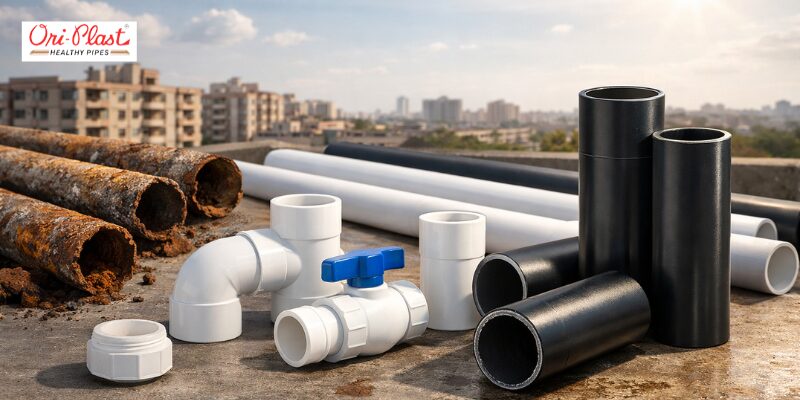 Upgrading old rusted GI lines to corrosion-resistant and UV-protected PVC plumbing products from a top-rated and best SWR pipe brand in India.